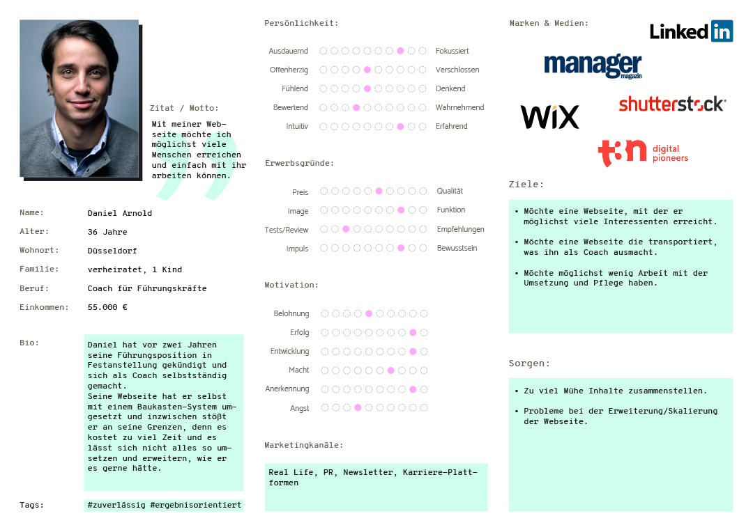 User Persona Daniel User Persona erstellen Beispiel Daniel